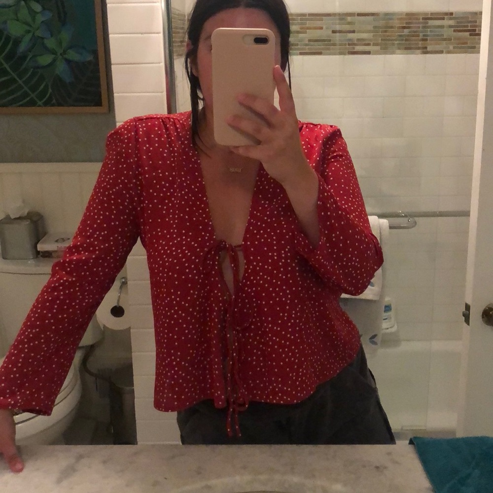 SAKS TIE FRONT BLOUSE